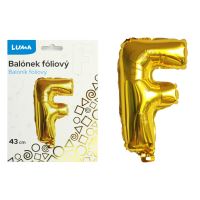 Balónek fóliový Luma "F", zlatý