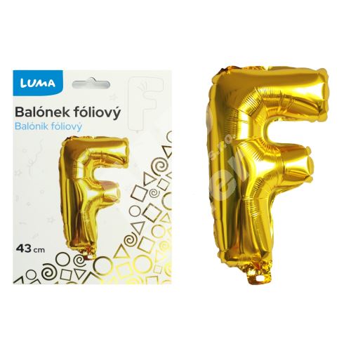 Balónek fóliový  "F" ZLATÝ LUMA 1