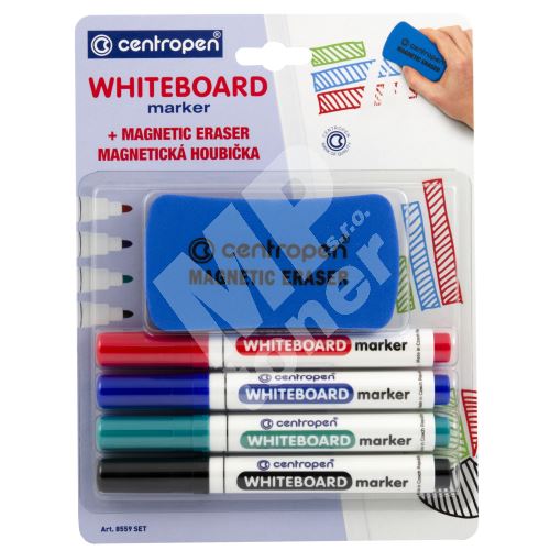 Centropen 8559 Whiteboard 4 barvy, magnetická houbička 1