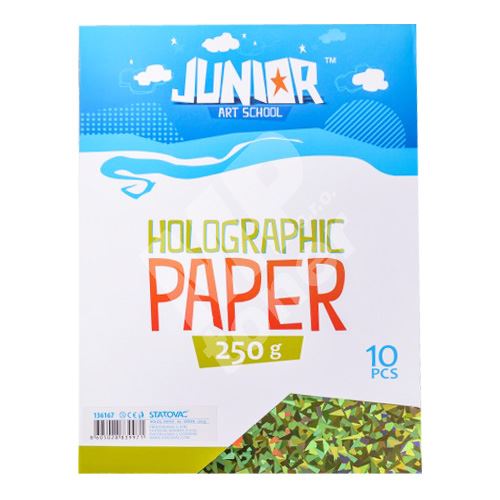 Dekorační papír Holografický zelený A4, 10ks, 250g 1