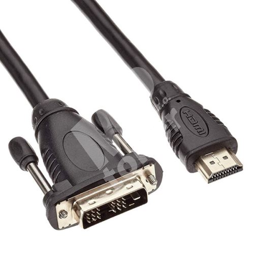 Video kabel DVI (18+1) samec - HDMI samec, 5m, černý 1