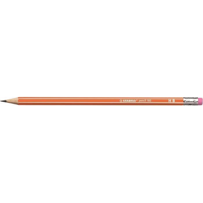 Grafitová tužka s gumou Stabilo Pencil 160, oranžová, HB, šestihranná