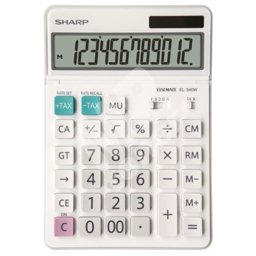 Kalkulačka Sharp EL-340W, bílá, stolní, dvanáctimístná 1
