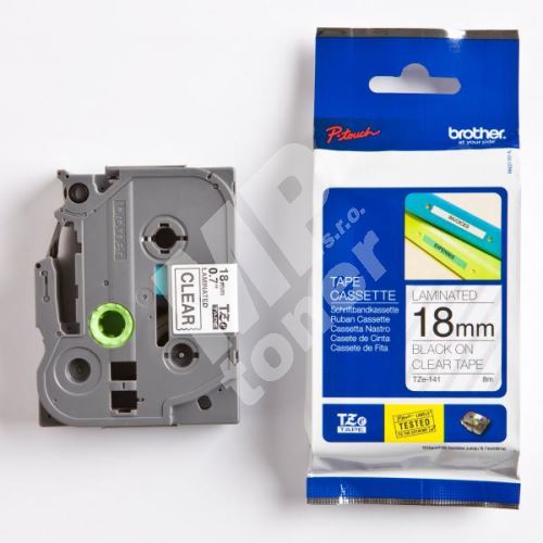Páska Brother TZe-141, 18mm, černý tisk/průsvitný podklad, originál 1