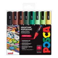 Sada akrylových popisovačů Uni Posca PC-5M, 8 ks, mix zemitých tónů Sada akrylových popisovačů Uni Posca PC-5M, 8 ks, mix zemitých tónů