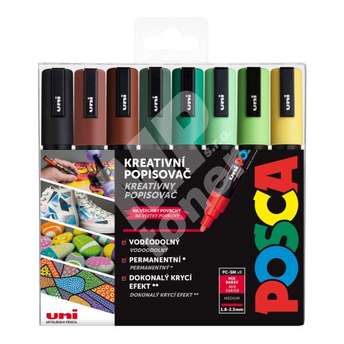 Uni Posca sada akrylových popisovačů PC-5M, 8 ks, mix zemitých tónů 1