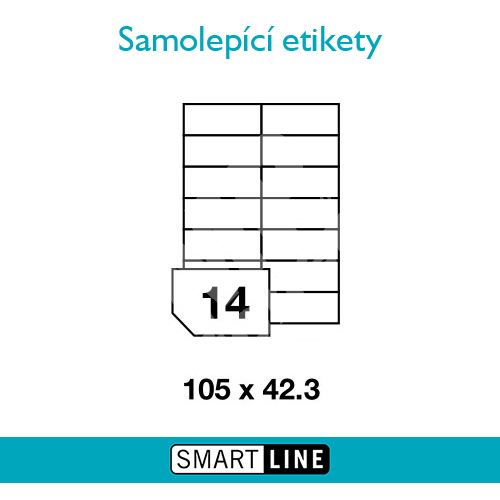 Samolepící bílé etikety Smart Line A4 105 x 42,3 mm 100 archů 1