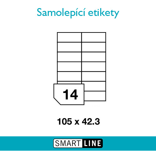 Samolepící bílé etikety Smart Line A4 105 x 42,3 mm 100 archů