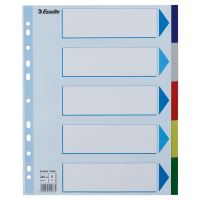 Barevné rozlišovače Esselte A4 Maxi, plast, 5 dílů, mix barev
