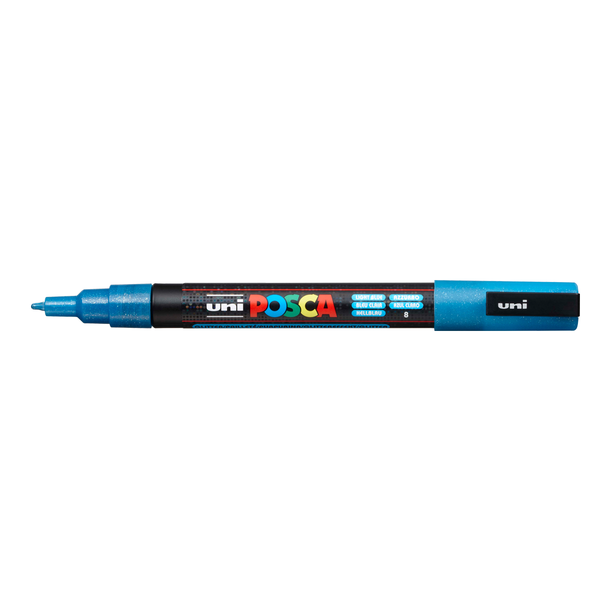 Akrylový popisovač Uni Posca PC-3ML, 0,9-1,3 mm, třpytivě světle modrý