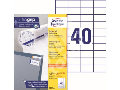 Samolepící etikety Ultragrip 52,5 x 29,7 mm, 220 listů A4 3651-200 1
