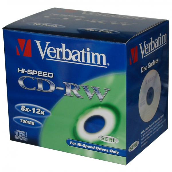 Verbatim CD-RW, DataLife PLUS, 700 MB, Scratch Resistant, jewel box, 43148, 8-12x, 10-pack