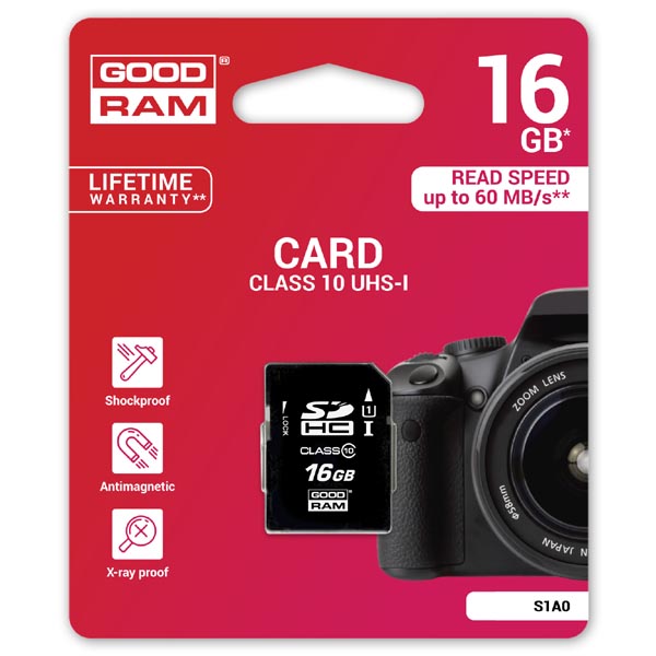 16GB Goodram Secure Digital Card, SDHC, UHS-I, Class 10
