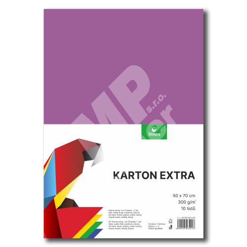 Barevný karton Extra 300g 50x70cm, 10listů, mix barev 3