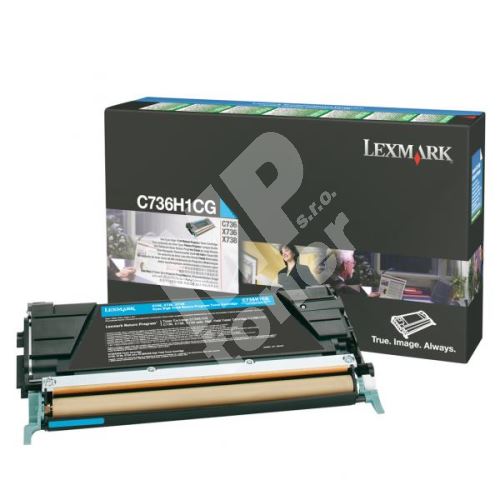 Toner Lexmark C736, X736, X738, cyan, C736H1CG, 10000s, return, originál 1