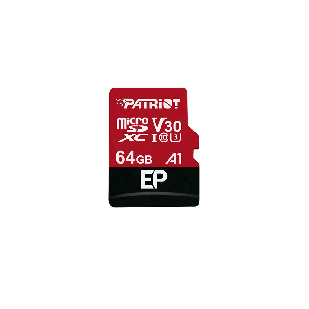 64GB Patriot microSDXC V30 A1, class 10 U3 100/80MB/s + adapter