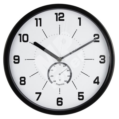 Spoko nástěnné hodiny, kombinované, 30cm, černé 1