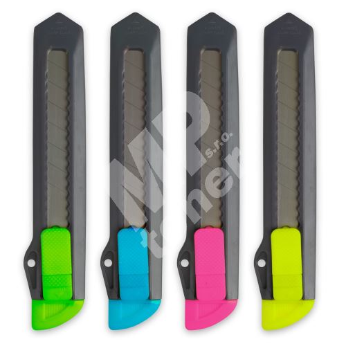 Plastový odlamovací nůž Kores 18 mm, neonový mix 1