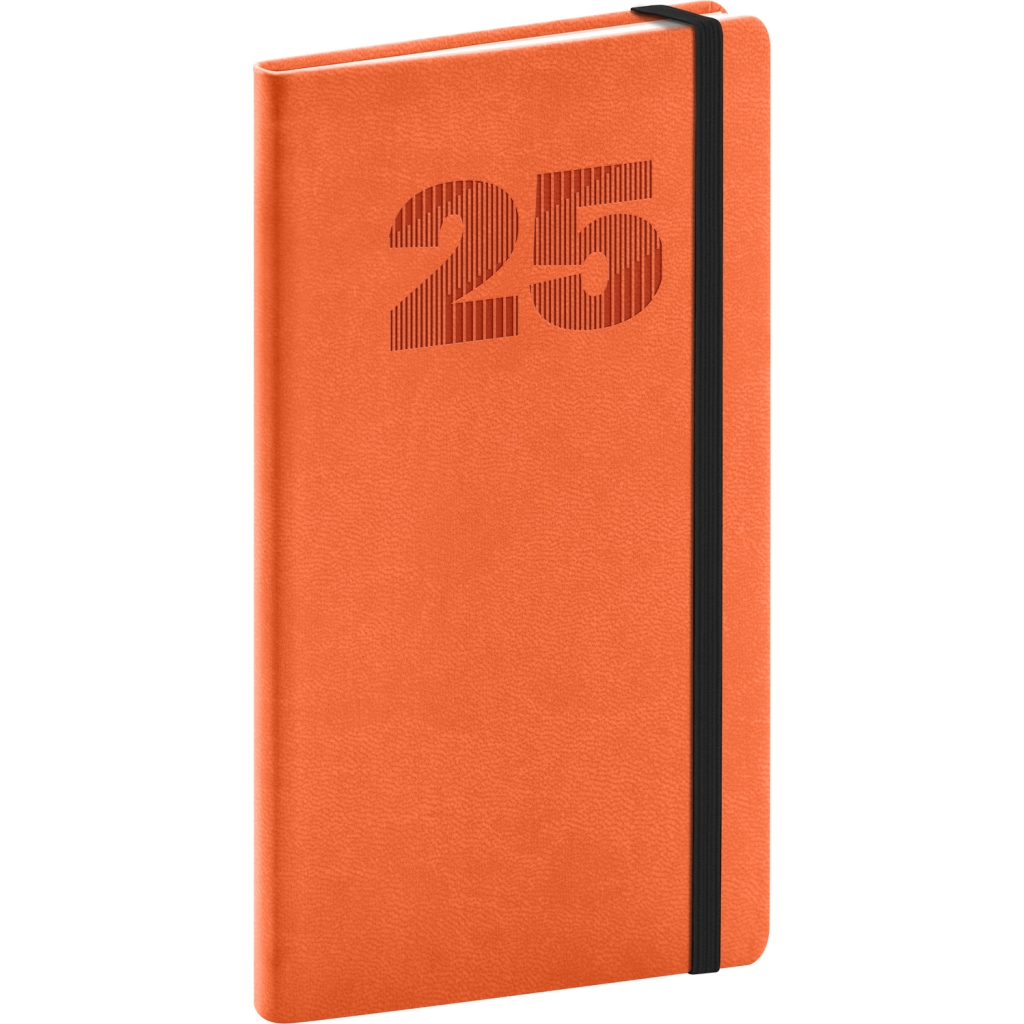 Kapesní diář Notique Vivella Top 2025, oranžový, 9 x 15,5 cm