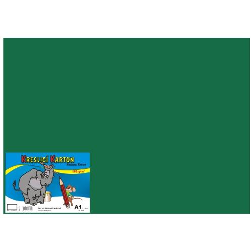 Kreslící karton A1, 180g, tmavě zelený, 10 listů