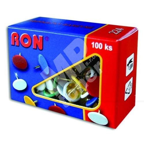 Připínáčky Ron 224, barevné hlavičky, 1bal/100ks 1