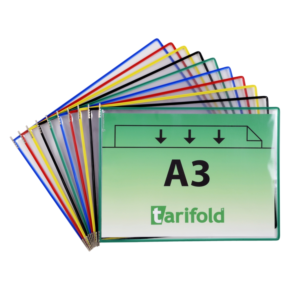 Závěsný rámeček s kapsou Tarifold, A3, otevřený shora vertikální, mix barev, 10 ks