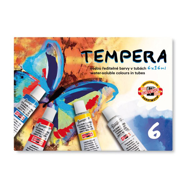 Tempera Koh-i-noor vodou ředitelné barvy v tubách 6 x 16 ml
