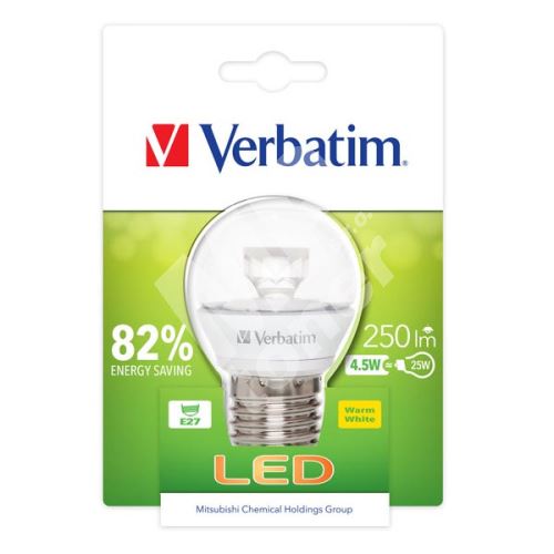 LED žárovka Verbatim E27, 52616, 220-240V, 4.5W, 250lm, 2700k, teplá, 20000h 1
