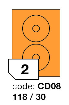 Samolepící etikety Rayfilm Office průměr 118/30 mm 300 archů, fluo oranžová, R0133.CD08D