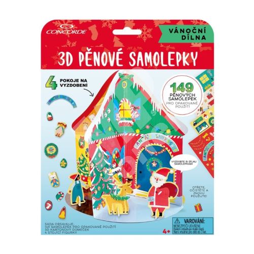 3D pěnové samolepky Concorde, Vánoční dílna s domečkem 1