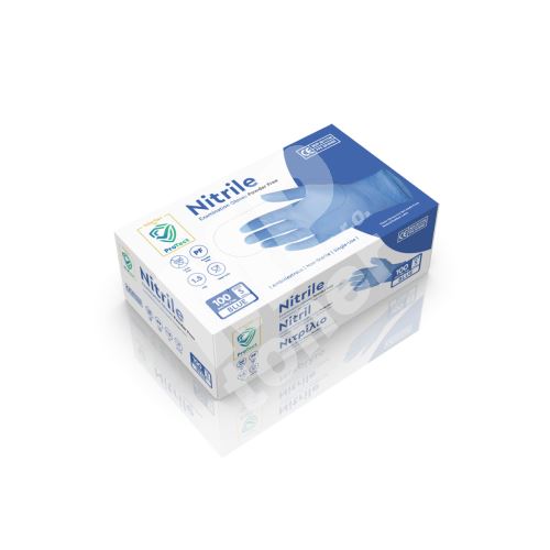 Nitrilové rukavice Intertan PROTECT, 100 ks, nepudrové, modré, S 1