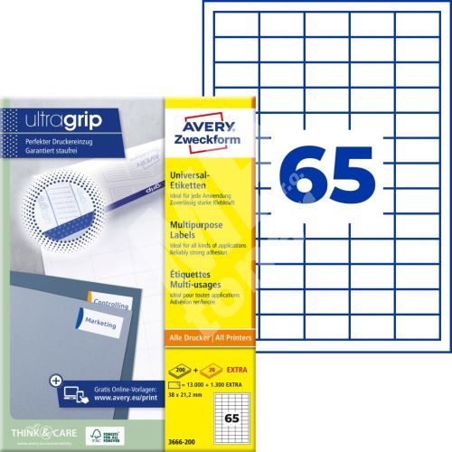 Samolepící etikety Ultragrip 38 x 21,2 mm 220 listů A4 3666-200 1