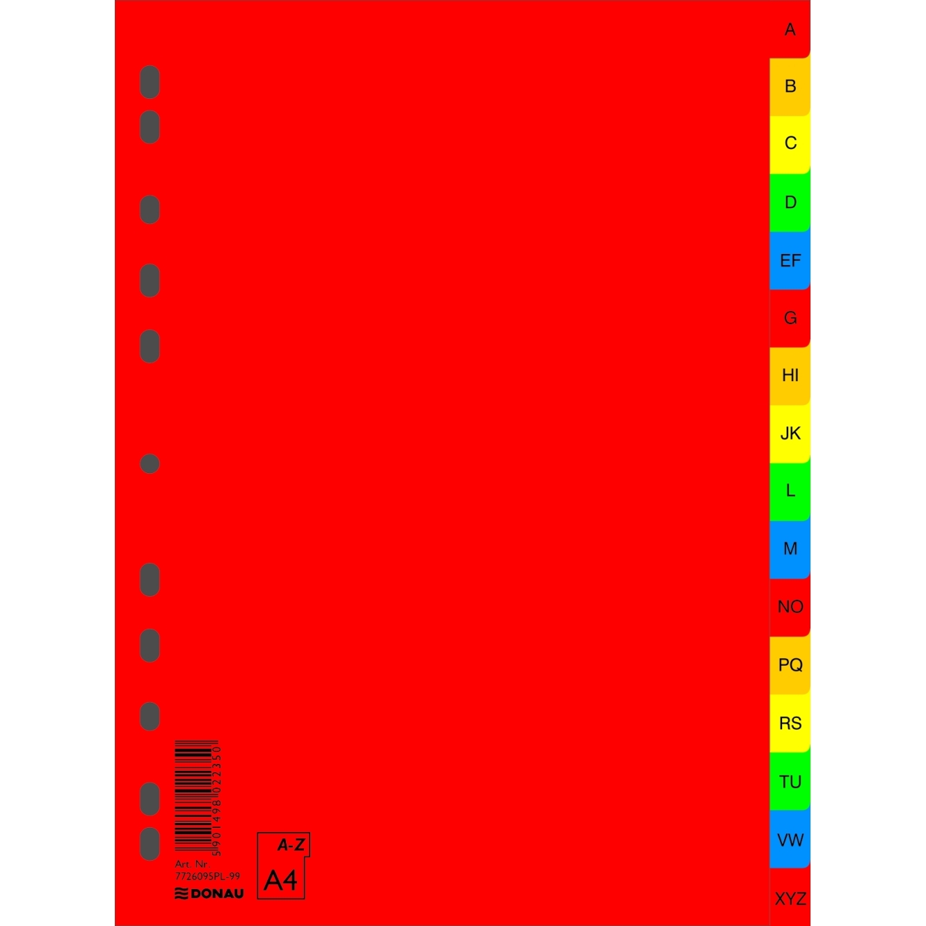 Rozlišovač Donau abecední A-Z, A4, PP, 16 listů, mix barev