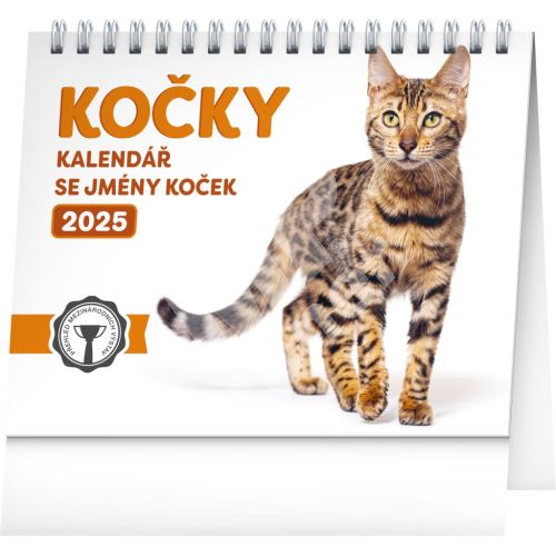 Stolní kalendář Notique Kočky, se jmény koček 2025, 16,5 x 13 cm 1