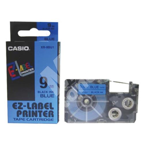 Páska Casio XR-9BU1 9mm černý tisk/modrý podklad 1