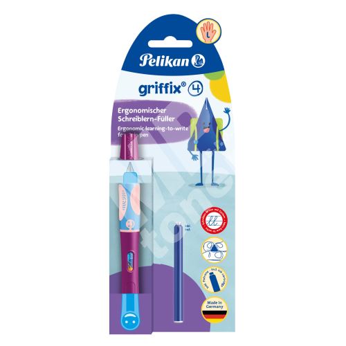 Pero bombičkové Pelikan Griffix 4, pro leváky, fialové, závěs 1