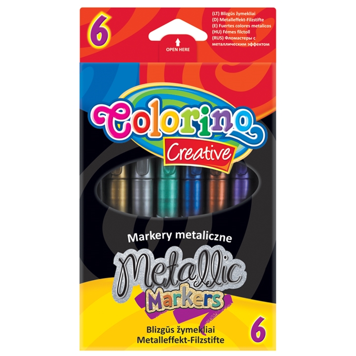 Popisovače Colorino metalické, 6 barev