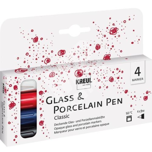 Sada fixů na sklo a porcelán Kreul CLASSIC, fine, 4 barvy 1
