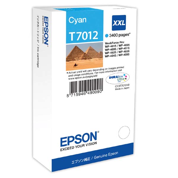 Inkoustová cartridge Epson C13T70124010, WorkForce Pro WP4000, cyan, XXL, originál