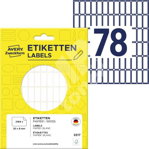 Samolepící etikety 20 x 8 mm, 2.184 ks v bal. 3317 1