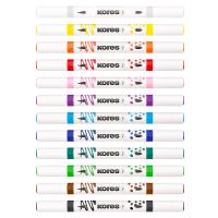 Akrylové popisovače Kores, oboustranný hrot 2 v 1, štětcový a konický, set 12 barev v 5 (4)