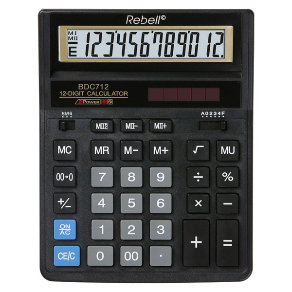 Kalkulačka Rebell RE-BDC712GL BX, zlatá, stolní, dvanáctimístná