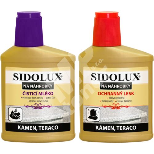 Sidolux čisticí mléko na náhrobky, 330 ml + přípravek k ošetření náhrobků, 250 ml 1
