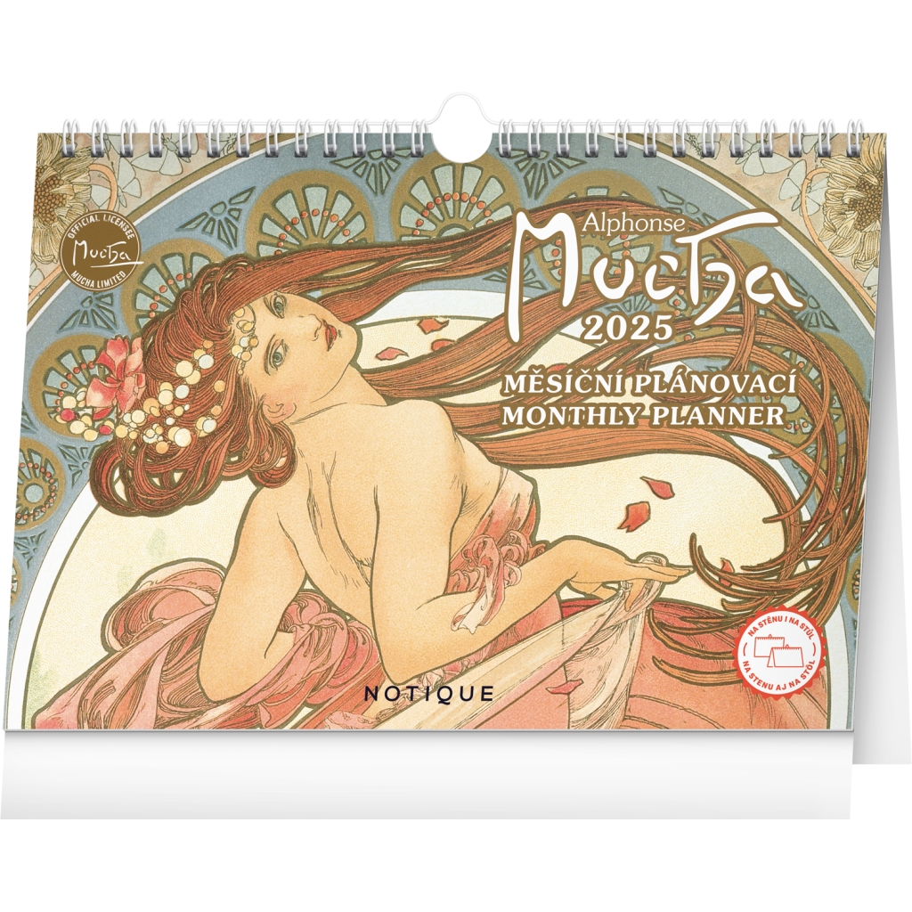 Stolní kalendář Notique Alfons Mucha 2025, 30 x 21 cm