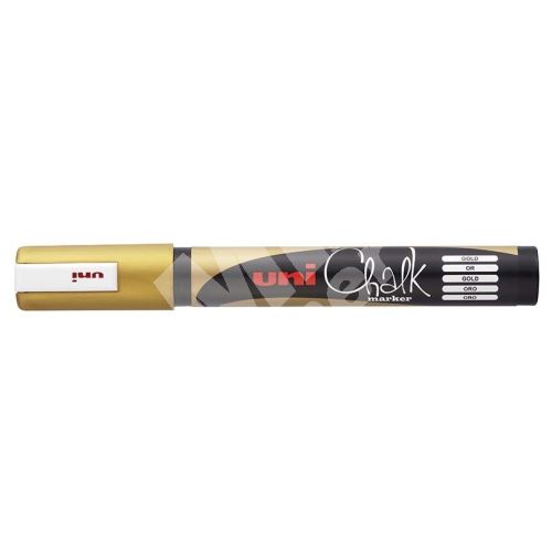 Uni Chalk Marker křídový popisovač PWE-5M, 1,8-2,5 mm, zlatý 1