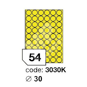 Samolepící etikety Rayfilm Office průměr 30 mm 100 archů, matně žlutá, R0121.3030KA 1