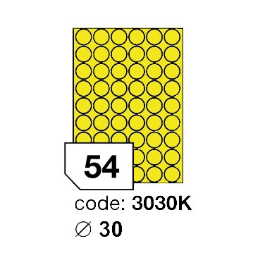 Samolepící etikety Rayfilm Office průměr 30 mm 300 archů, matně žlutá, R0121.3030KD