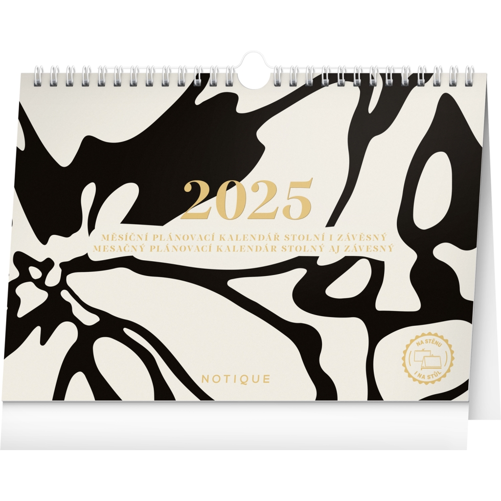 Měsíční plánovací kalendář Notique Abstrakt 2025, 30 x 21 cm