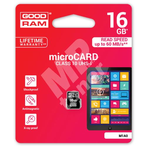 16GB Goodram Micro Secure Digital Card, micro SDHC, UHS I, pro archivaci 1