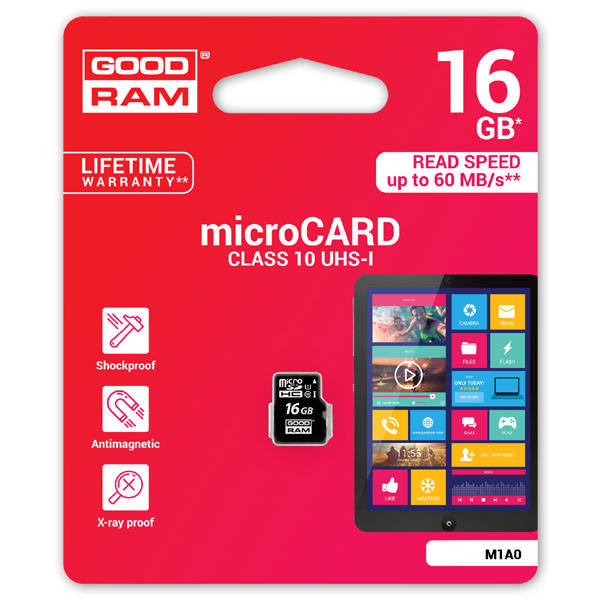 16GB Goodram Micro Secure Digital Card, micro SDHC, UHS I, pro archivaci